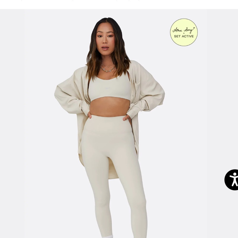 Set Active X Aimee Song Button Crema Button Down - image 2